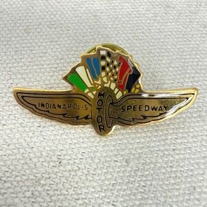Indianapolis Motor Speedway Wings Enamel Lapel Pin Gold Tone Racing Souvenir